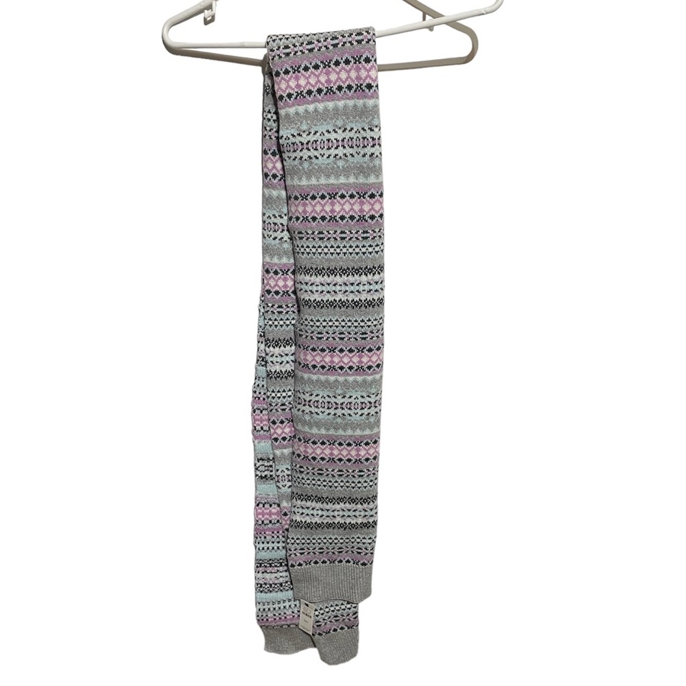 NWT Talbots Lavender, Gray, Blue, and White Fair Isle Sweater Knit Scarf